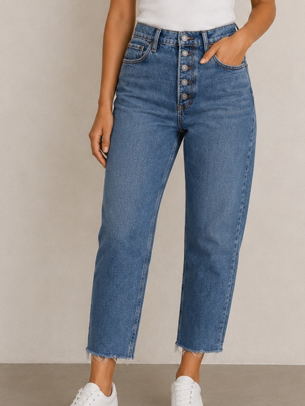 Abercrombie Mom High Rise Button Fly Jeans 32